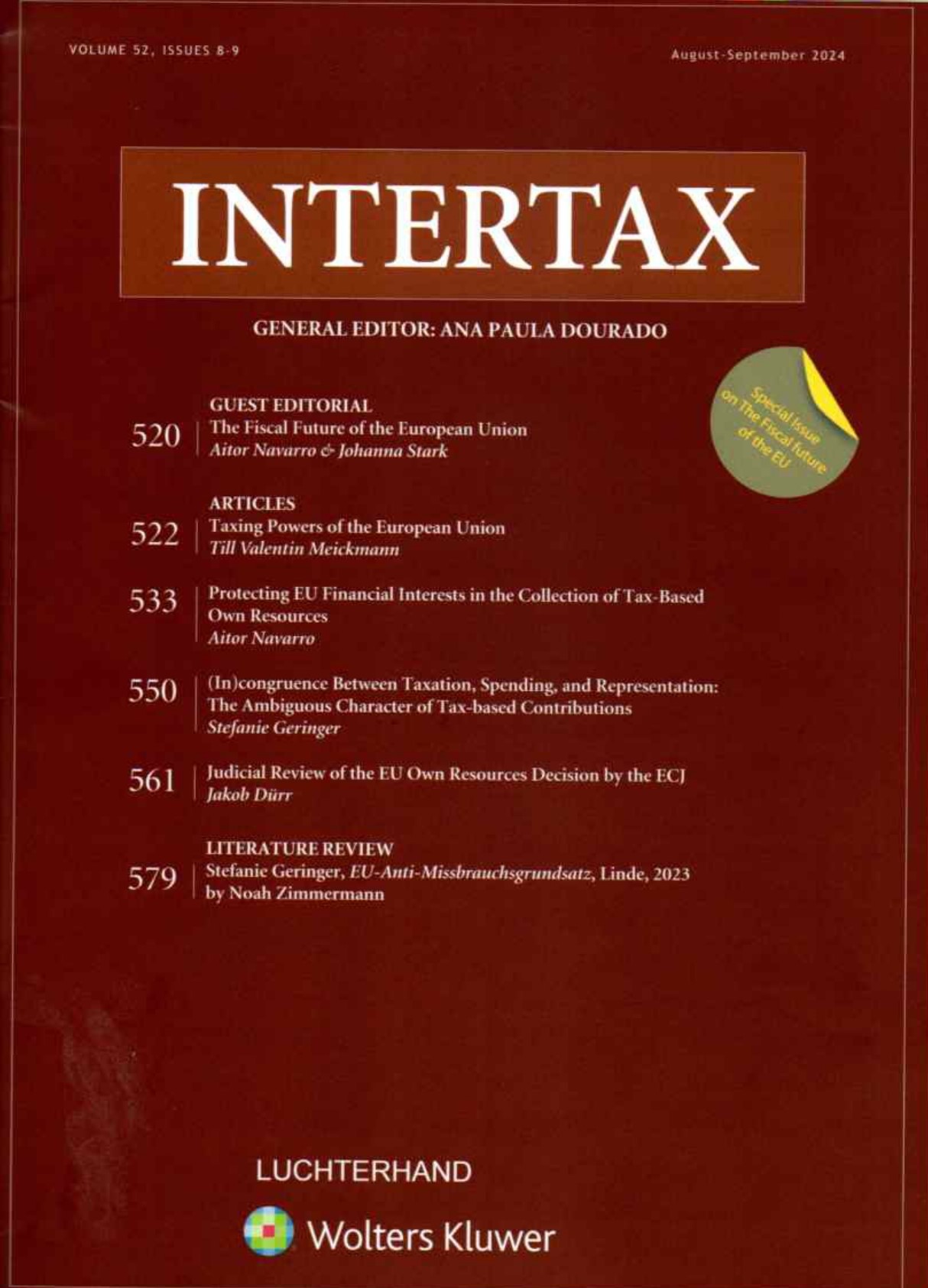 Intertax: Volume 52, Issue 8-9, August-September, 2024