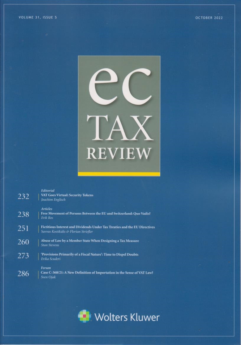 EC Tax Review: Volume 31, Issue 5, October, 2022
