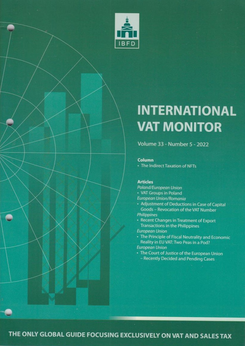 International VAT Monitor Vol. 33 No. 5 - 2022
