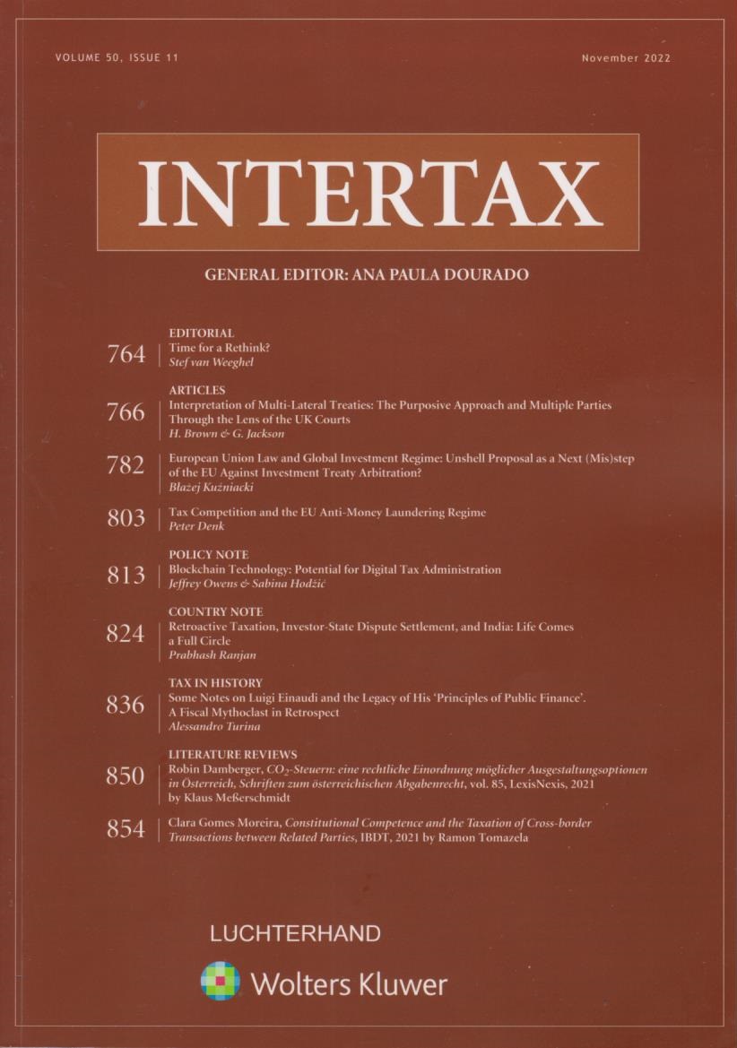 Intertax: Volume 50, Issues 11, November 2022