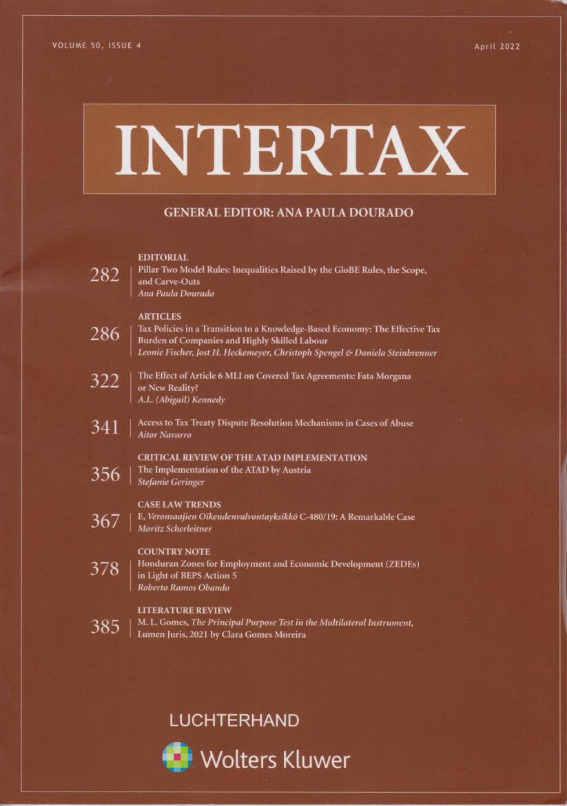 Intertax: Volume 50, Issue 4, April 2022
