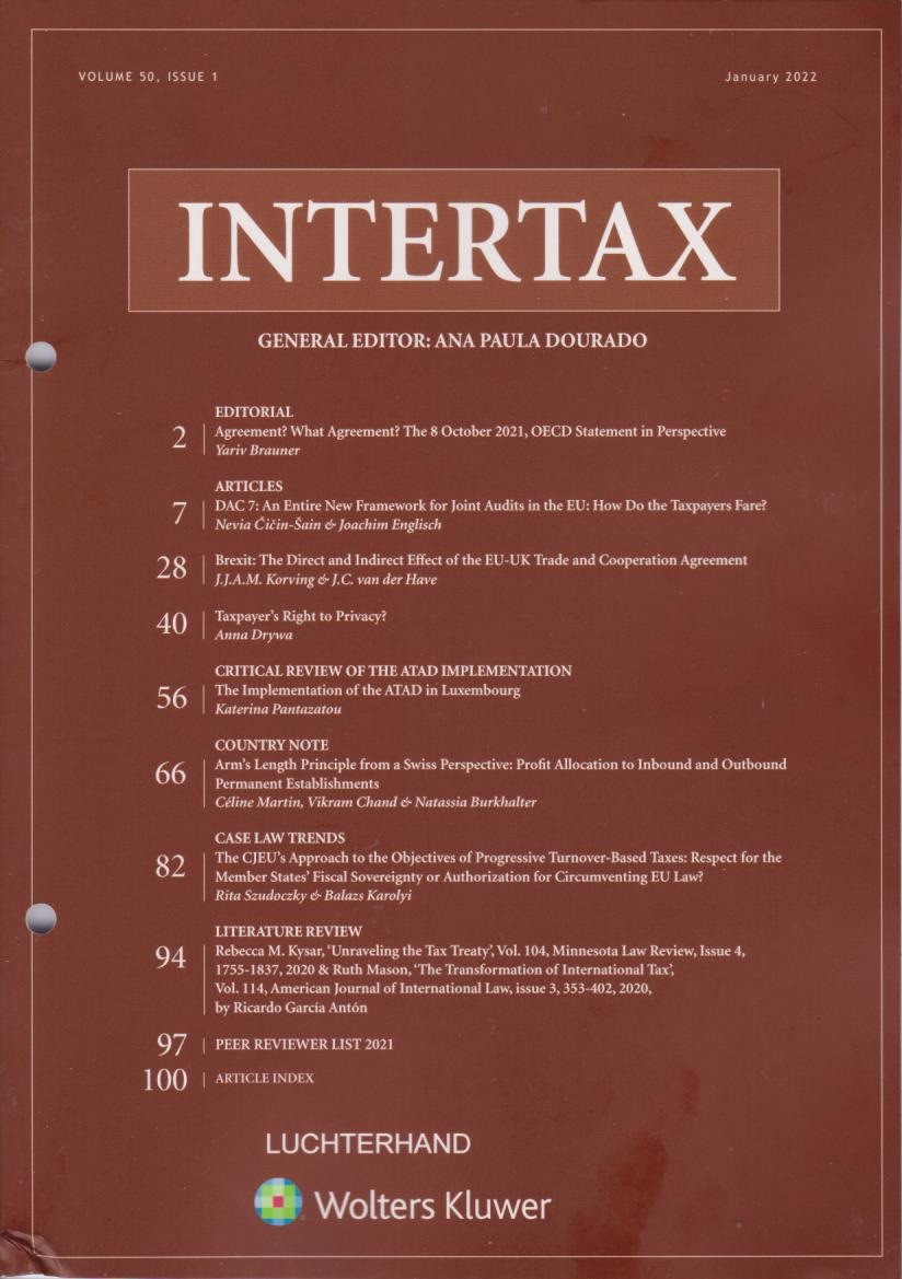 Intertax: Volume 50, Issue 1, January 2022