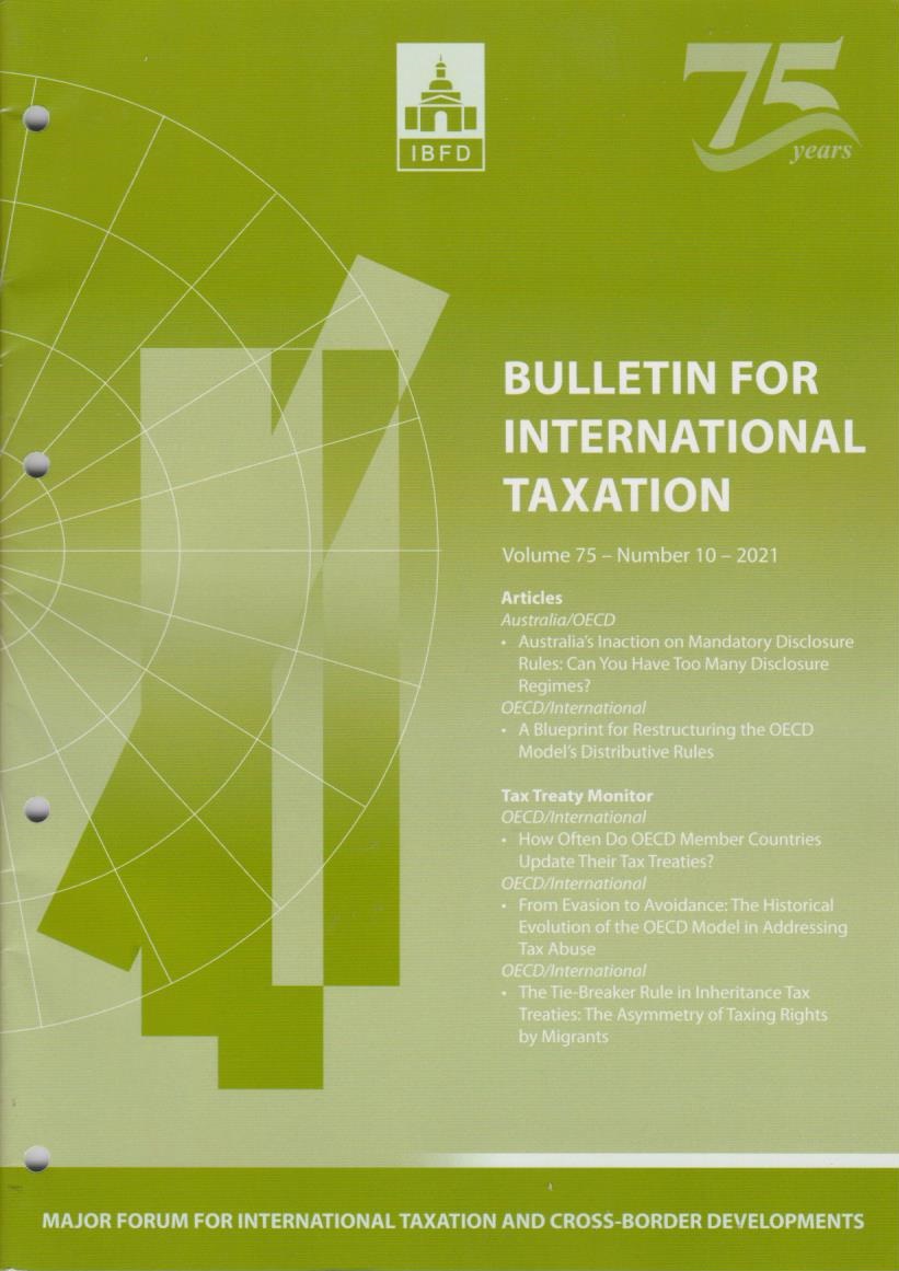 Bulletin for International Taxation Vol. 75 No. 10 - 2021