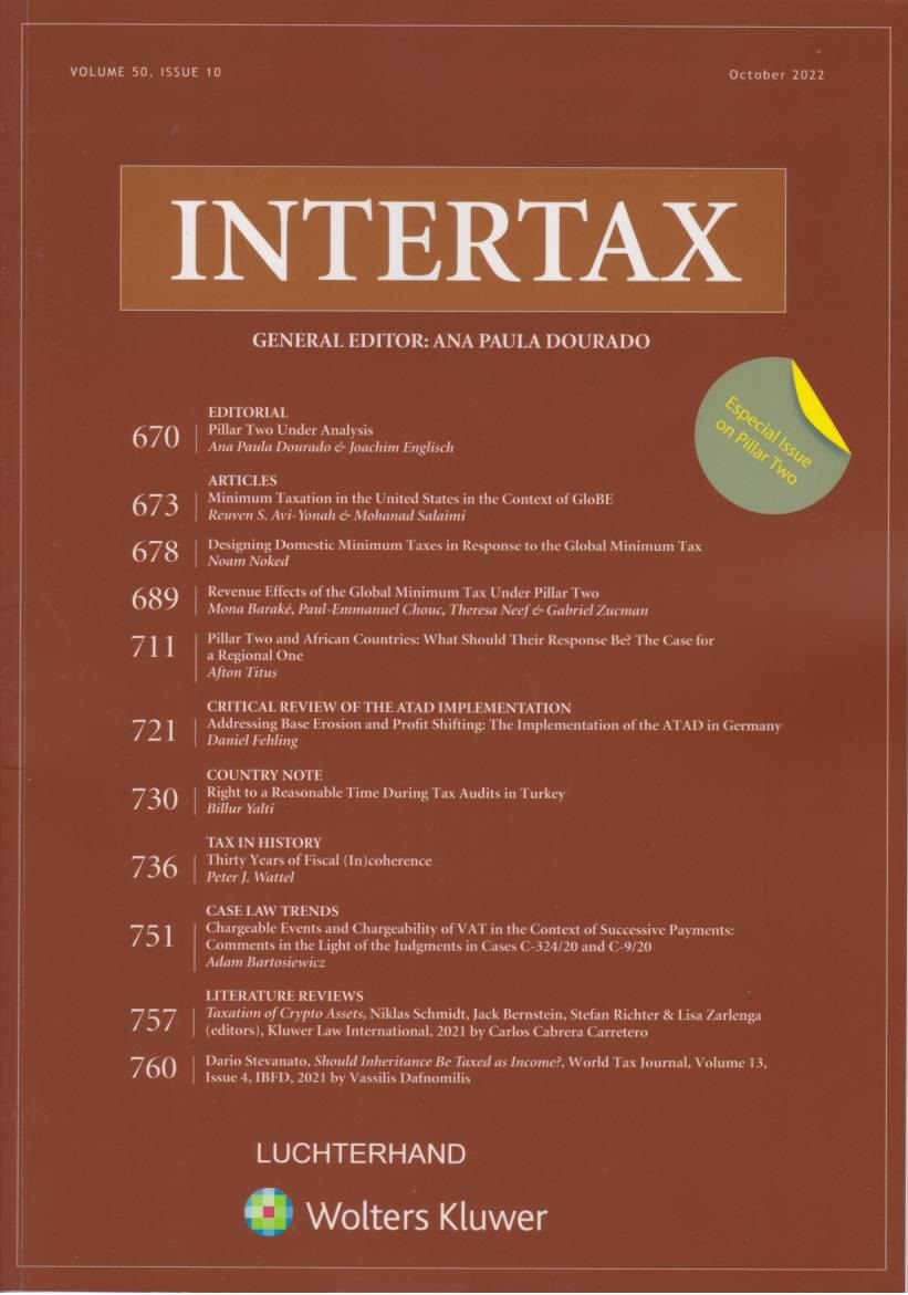 Intertax: Volume 50, Issues 10, October 2022