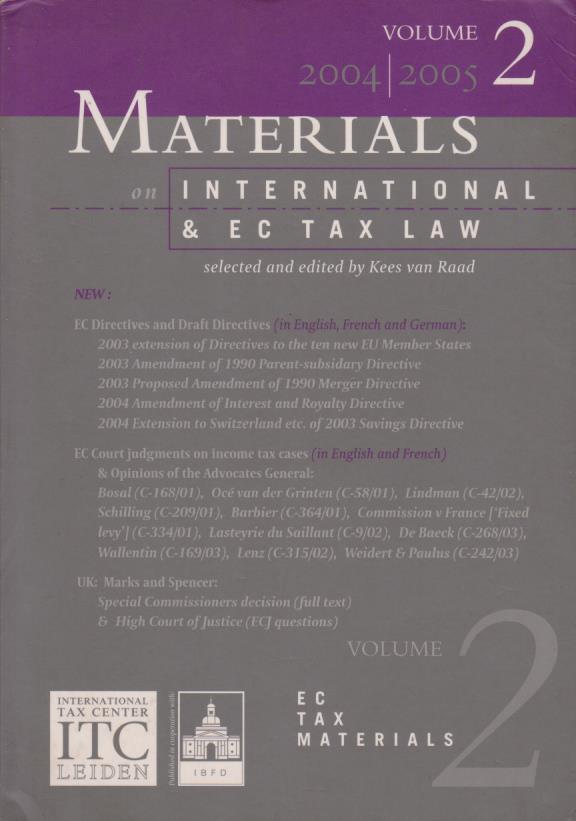 Cover Materials on International & EC Tax Law Volume 2 (2004-2005)