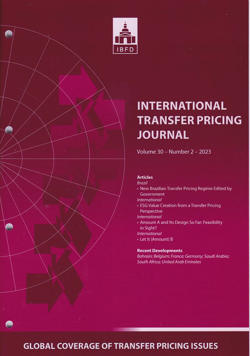 Cover International Transfer Pricing Journal Vol. 30 No. 2 - 2023