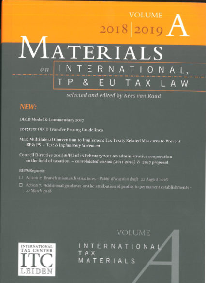 Cover Materials on International & EC Tax Law Volume A (2018-2019)