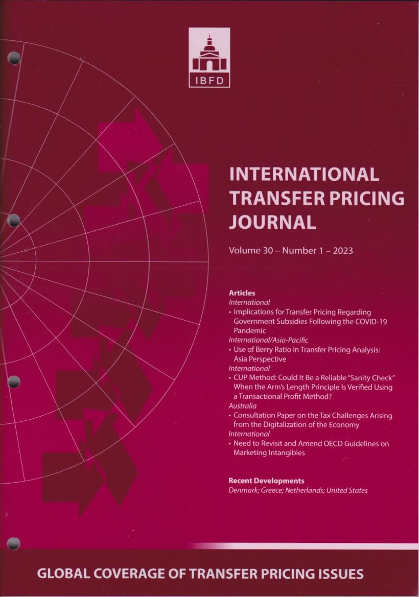 Cover International Transfer Pricing Journal Vol. 30 No. 1 - 2023