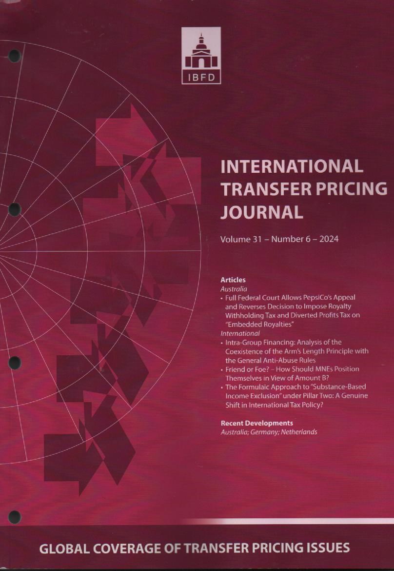 Cover International Transfer Pricing Journal Vol. 31 No. 6 - 2024