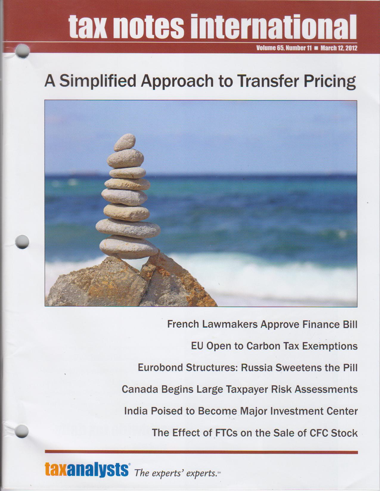 Tax Note Tax Notes International: volume 65 number 11, March 12, 2012