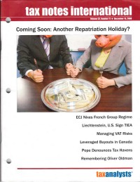 Tax Notes International: Volume 52, Number 11, December 15, 2008