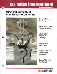 Tax Notes International: Volume 54 Number 7, May 18, 2009