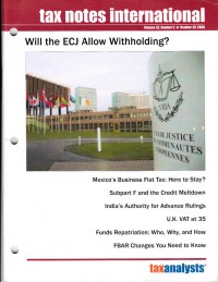 Image of Tax Notes International: Volume 52 Number 3, October 20, 2008