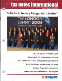 Tax Notes International: Volume 54 Number 2, April 13, 2009