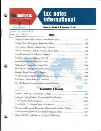 Image of Tax Notes International: Volume 48, Number 7, November 12, 2007