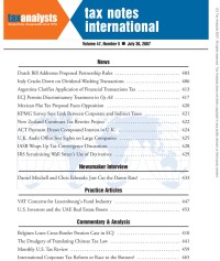 Tax Notes International: Volume 47, Number 5, July 30, 2007