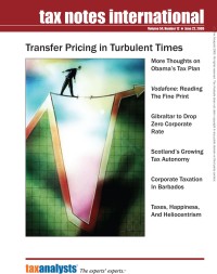 Tax Notes International: Volume 54, Number 12, June 22, 2009