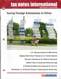 Tax Notes International: Volume 52 Number 7, November 17, 2008