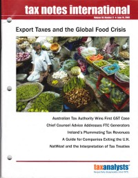 Tax Notes International: Volume 50 Number 11, June 16, 2008