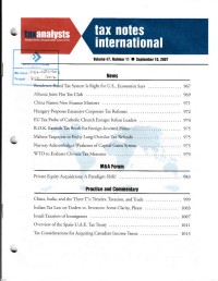 Tax Notes International: Volume 47, Number 11, September 10, 2007