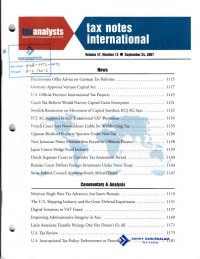 Tax Notes International: Volume 47, Number 13, September 24, 2007