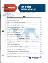 Tax Notes International: Volume 48, Number 5, October 29, 2007