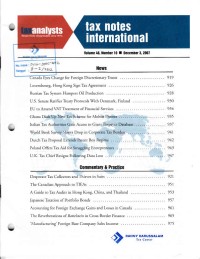 Tax Notes International: Volume 48, Number 10, December 3, 2007