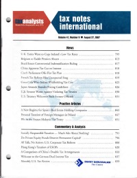 Tax Notes International: Volume 47, Number 9, August 27, 2007