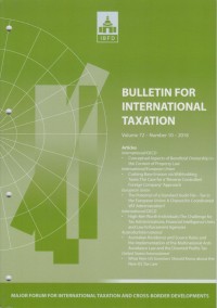 Bulletin for International Taxation Vol. 72 No. 10 - 2018