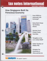 Tax Notes International: Volume 67, Number 7, August 13, 2012