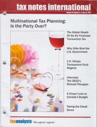 Tax Notes International: Volume 70, Number 3, April 15, 2013