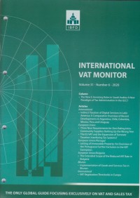 International VAT Monitor Vol. 31 No. 6 - 2020