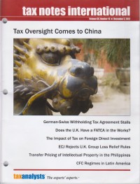 Tax Notes International: Volume 68, Number 10, December 3, 2012