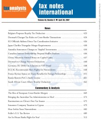 Tax Notes International: Volume 46, Number 5, April 30, 2007
