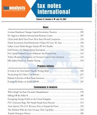 Tax Notes International: Volume 47, Number 3, July 16, 2007
