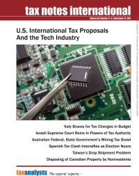 Tax Notes International: Volume 63, Number 11, September 12, 2011