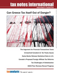 Tax Notes International: Volume 63, Number 12, September 19, 2011