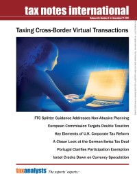 Tax Notes International: Volume 64, Number 8, November 21, 2011