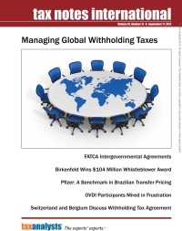 Tax Notes International: Volume 67, Number 12, September 17, 2012